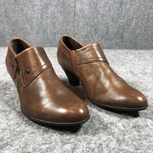 Born Ankle Booties Womens 9 Brown Leather Zip Cone Heel‎ Casual Boots W62426